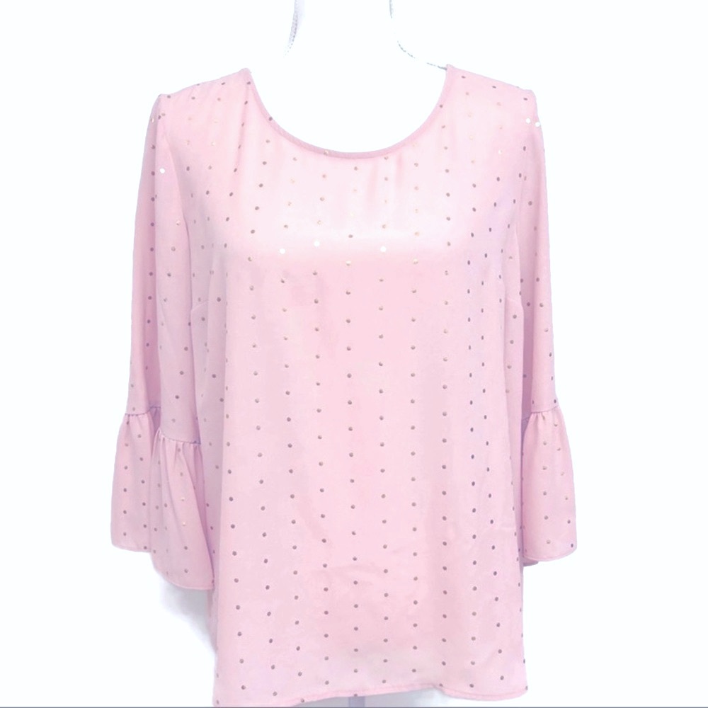 5 for $25 Elle Pink Bell Sleeve Blouse with Relaxed Boxy Fit
